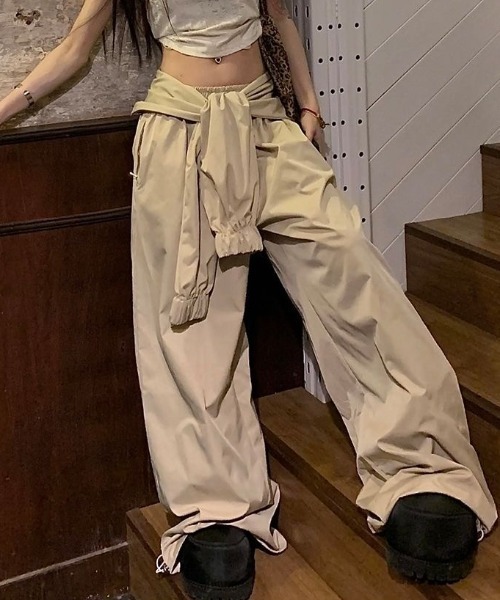 SHEENA（シーナ）の「【取外し可能】腰巻き風ワイドパラシュートパンツ