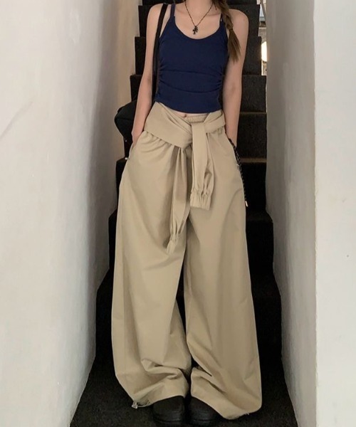 SHEENA（シーナ）の「【取外し可能】腰巻き風ワイドパラシュートパンツ