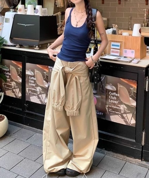 ☺︎︎︎︎さん専用 SHEENA（シーナ）の「【取外し可能】腰巻き風ワイドパラシュートパンツ