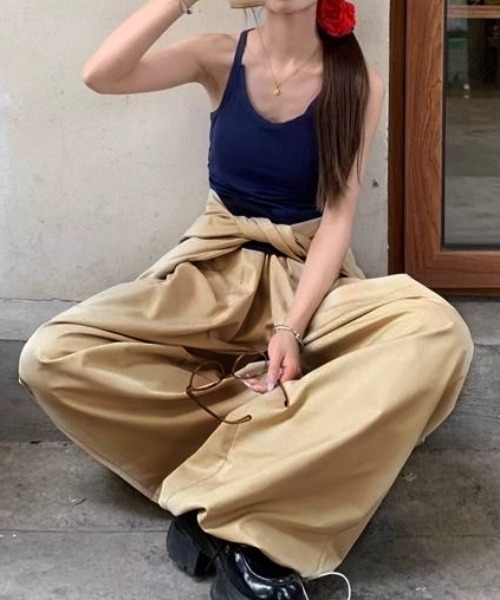 SHEENA（シーナ）の「【取外し可能】腰巻き風ワイドパラシュートパンツ