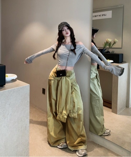 ☺︎︎︎︎さん専用 SHEENA（シーナ）の「【取外し可能】腰巻き風ワイドパラシュートパンツ