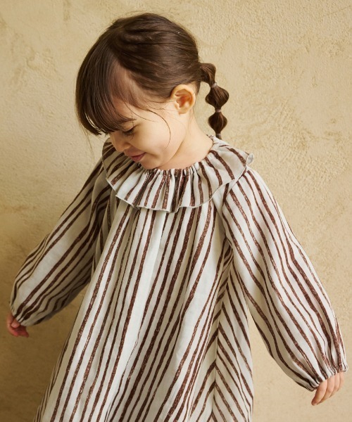 NAOMI ITO（ナオミイトウ）の「【NAOMI ITO（ナオミイトウ）】フリル襟ワンピース 80cm・90cm・100cm（ワンピース・キッズ・グレー/チャコールグレー・80ｃｍ/100cm/90cm）」の9枚目の写真