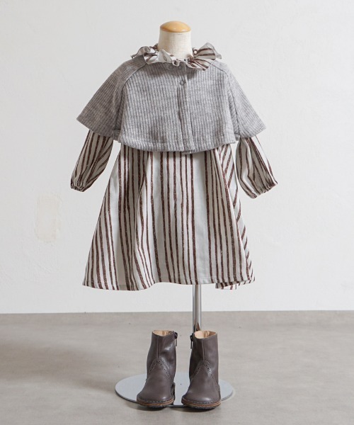NAOMI ITO（ナオミイトウ）の「【NAOMI ITO（ナオミイトウ）】フリル襟ワンピース 80cm・90cm・100cm（ワンピース・キッズ・グレー/チャコールグレー・80ｃｍ/100cm/90cm）」の7枚目の写真