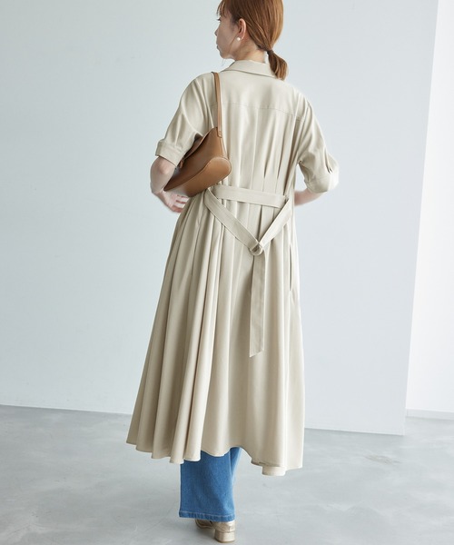 ROPE' PICNIC（ロペピクニック）の「【3サイズ展開】シャツコンシャス半袖ワンピース（シャツワンピース・レディース・ネイビー/ベージュ/チャコールグレー・36/40/38）」の12枚目の写真