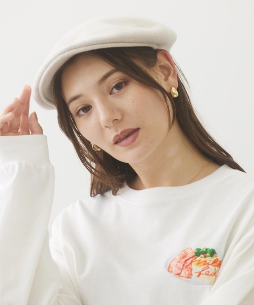 MILKFED.（ミルクフェド）の「ICING LOGO FLAT CAP（ハンチング/ベレー帽・レディース・ブラック/ベージュ/ピンク・ONE SIZE）」の3枚目の写真