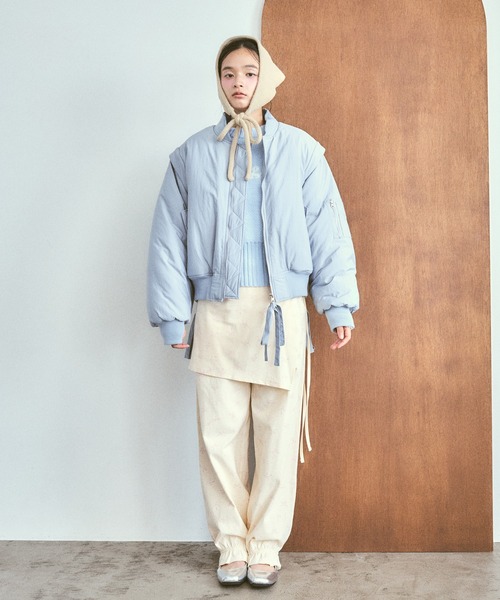 poiregnee(ポワニェ)の「2WAYボリュームリボンMA-1(MA-1・レディース・ライトブルー/オフホワイト・FREE)」の11枚目の写真