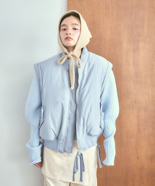 poiregnee(ポワニェ)の「2WAYボリュームリボンMA-1(MA-1・レディース・ライトブルー/オフホワイト・FREE)」の10枚目の写真