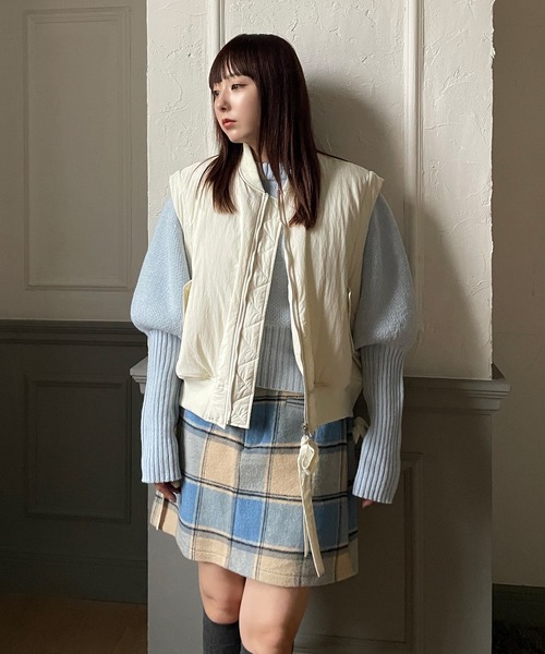 poiregnee(ポワニェ)の「2WAYボリュームリボンMA-1(MA-1・レディース・ライトブルー/オフホワイト・FREE)」の18枚目の写真