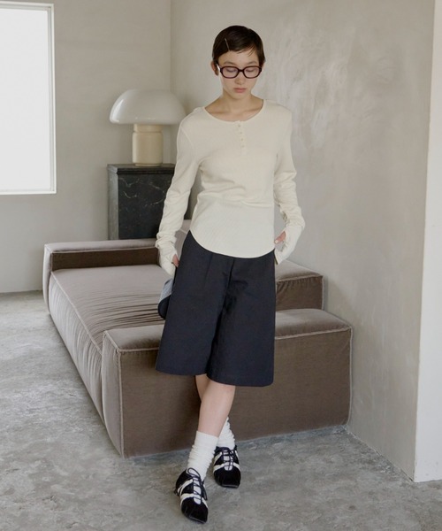 GIUNON（ジウノン）の「classical bermuda pants / クラシカルバミューダパンツ（その他パンツ・レディース・ブラック/ベージュ・FREE）」の12枚目の写真