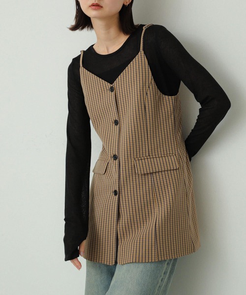 SENSE OF PLACE by URBAN RESEARCH(センスオブプレイスバイアーバンリサーチ)の「テーラードキャミチュニック(チュニック・レディース・グレー/ブラック/ブラウン系その他・ONE)」の3枚目の写真