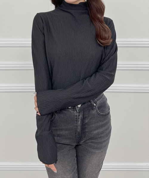 clear（クリア）の「前後2way長袖楊柳トップス[オフィスカジュアル レイヤード 着回し抜群]≪再入荷≫（シャツ/ブラウス・レディース・オフホワイト/ブラック・F）」の2枚目の写真