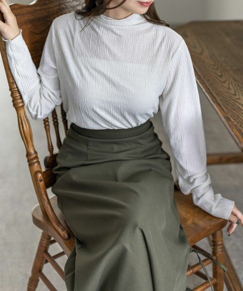 clear（クリア）の「前後2way長袖楊柳トップス[オフィスカジュアル レイヤード 着回し抜群]≪再入荷≫（シャツ/ブラウス・レディース・オフホワイト/ブラック・F）」の21枚目の写真