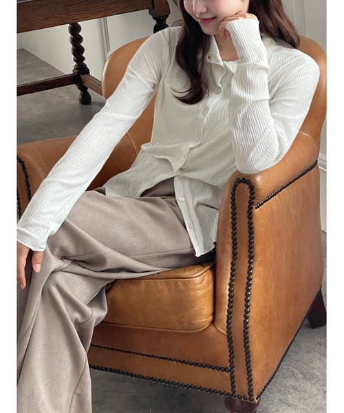 clear（クリア）の「前後2way長袖楊柳トップス[オフィスカジュアル レイヤード 着回し抜群]≪再入荷≫（シャツ/ブラウス・レディース・オフホワイト/ブラック・F）」の20枚目の写真