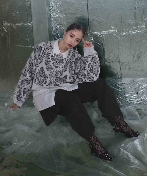 HARE（ハレ）の「ダマスクガラモールプルオーバー(HARE)（ニット/セーター・レディース・グレー/ブラック・FREE）」の16枚目の写真