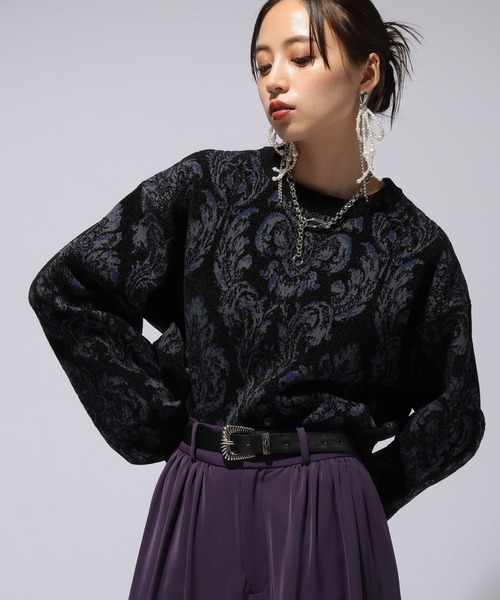 HARE（ハレ）の「ダマスクガラモールプルオーバー(HARE)（ニット/セーター・レディース・グレー/ブラック・FREE）」の6枚目の写真