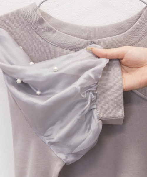 CLETTE（クレット）の「パール使いデコルテカットプルオーバー（Tシャツ/カットソー・レディース・ブラック/アイボリー/ラベンダー・LL/3L/4L）」の7枚目の写真