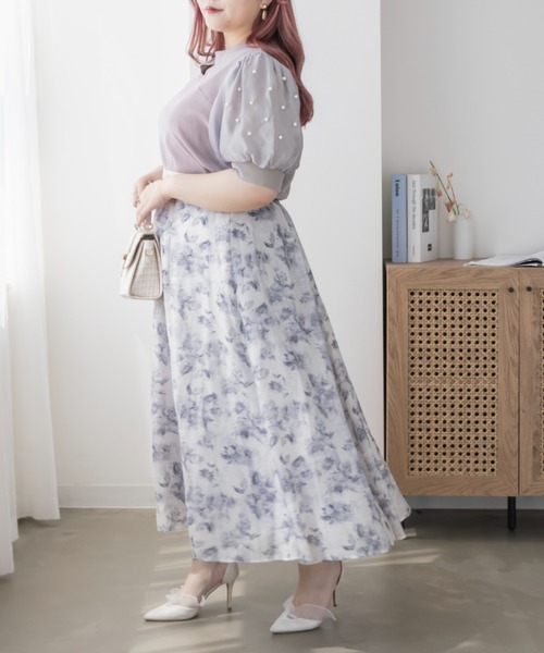 CLETTE（クレット）の「パール使いデコルテカットプルオーバー（Tシャツ/カットソー・レディース・ブラック/アイボリー/ラベンダー・LL/3L/4L）」の19枚目の写真