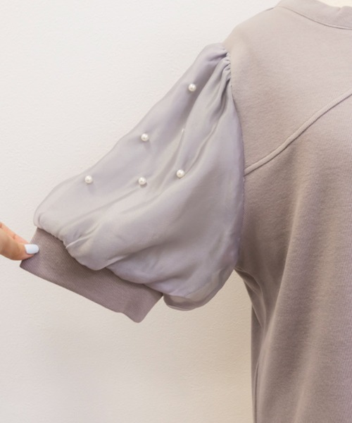 CLETTE（クレット）の「パール使いデコルテカットプルオーバー（Tシャツ/カットソー・レディース・ブラック/アイボリー/ラベンダー・LL/3L/4L）」の9枚目の写真