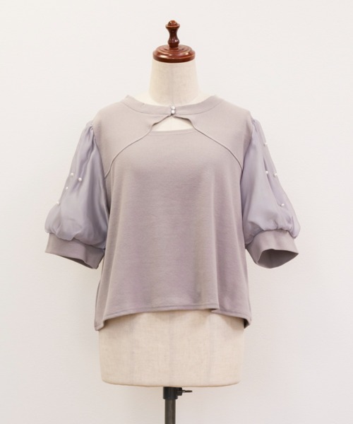 CLETTE（クレット）の「パール使いデコルテカットプルオーバー（Tシャツ/カットソー・レディース・ブラック/アイボリー/ラベンダー・LL/3L/4L）」の14枚目の写真