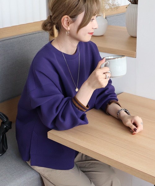 AMERICAN HOLIC(アメリカンホリック)の「サイドスリットポンチプルオーバー(スウェット・レディース・杢グレー/ブラック/ピンク/ブラウン/グリーン/パープル・M/L)」の12枚目の写真