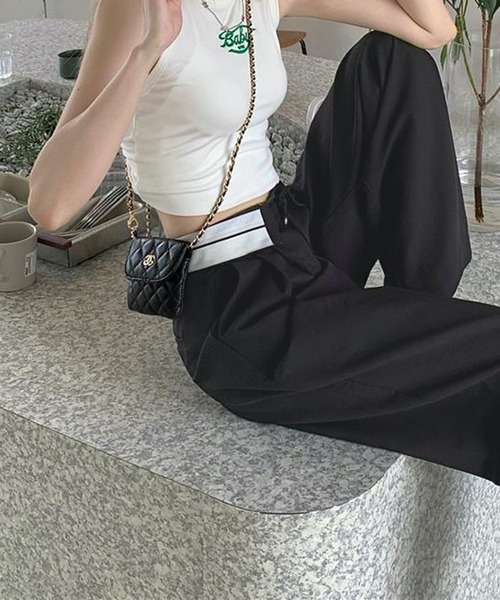 HALEY PESCA（ヘーリーペスカ）の「HALEY PESCA/ウエストデザイン　ストリートワイドパンツ（スラックス・レディース・ブラック/グレー・LARGE/MEDIUM/SMALL）」の6枚目の写真