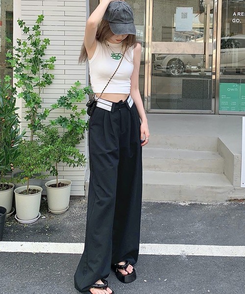 HALEY PESCA（ヘーリーペスカ）の「HALEY PESCA/ウエストデザイン　ストリートワイドパンツ（スラックス・レディース・ブラック/グレー・LARGE/MEDIUM/SMALL）」の7枚目の写真