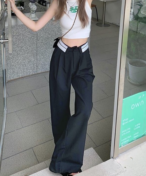 HALEY PESCA（ヘーリーペスカ）の「HALEY PESCA/ウエストデザイン　ストリートワイドパンツ（スラックス・レディース・ブラック/グレー・LARGE/MEDIUM/SMALL）」の8枚目の写真