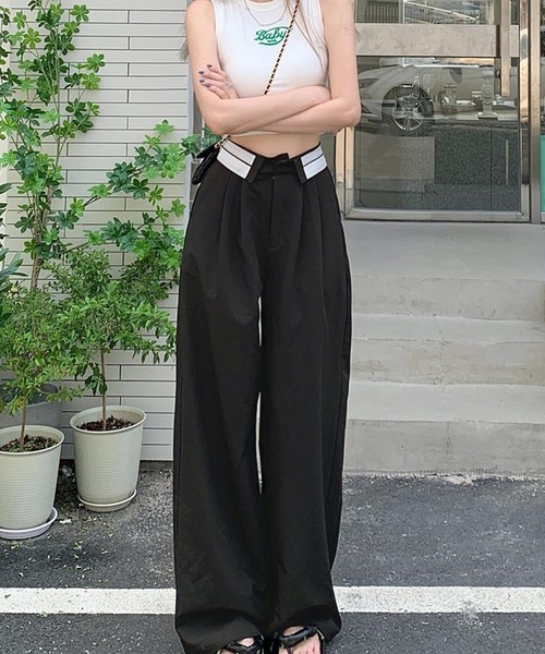 HALEY PESCA（ヘーリーペスカ）の「HALEY PESCA/ウエストデザイン　ストリートワイドパンツ（スラックス・レディース・ブラック/グレー・LARGE/MEDIUM/SMALL）」の9枚目の写真