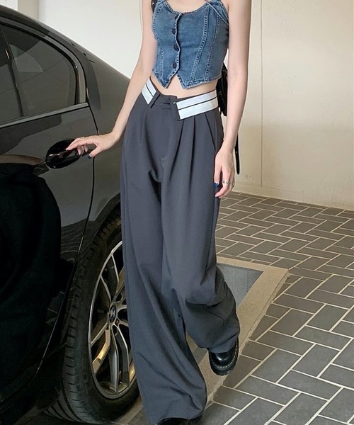 HALEY PESCA（ヘーリーペスカ）の「HALEY PESCA/ウエストデザイン　ストリートワイドパンツ（スラックス・レディース・ブラック/グレー・LARGE/MEDIUM/SMALL）」の10枚目の写真