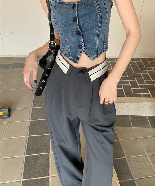 HALEY PESCA（ヘーリーペスカ）の「HALEY PESCA/ウエストデザイン　ストリートワイドパンツ（スラックス・レディース・ブラック/グレー・LARGE/MEDIUM/SMALL）」の12枚目の写真