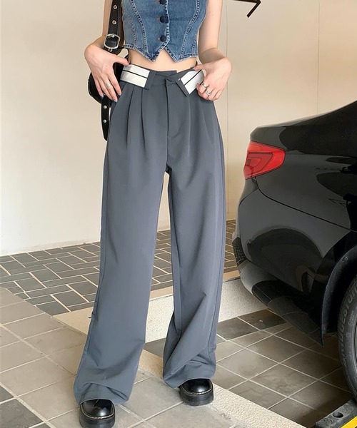 HALEY PESCA（ヘーリーペスカ）の「HALEY PESCA/ウエストデザイン　ストリートワイドパンツ（スラックス・レディース・ブラック/グレー・LARGE/MEDIUM/SMALL）」の13枚目の写真