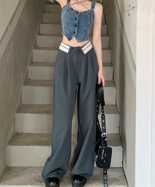 HALEY PESCA（ヘーリーペスカ）の「HALEY PESCA/ウエストデザイン　ストリートワイドパンツ（スラックス・レディース・ブラック/グレー・LARGE/MEDIUM/SMALL）」の14枚目の写真