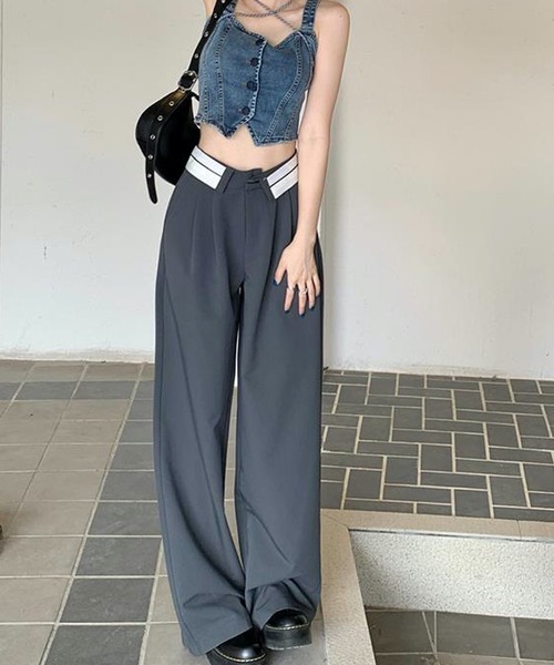 HALEY PESCA（ヘーリーペスカ）の「HALEY PESCA/ウエストデザイン　ストリートワイドパンツ（スラックス・レディース・ブラック/グレー・LARGE/MEDIUM/SMALL）」の15枚目の写真