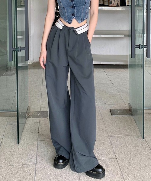 HALEY PESCA（ヘーリーペスカ）の「HALEY PESCA/ウエストデザイン　ストリートワイドパンツ（スラックス・レディース・ブラック/グレー・LARGE/MEDIUM/SMALL）」の16枚目の写真