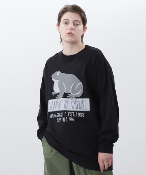 MANASTASH（マナスタッシュ）の「MANASTASH/マナスタッシュ　CiTee L/S TEE HON/シティーロングスリーブTシャツ ハーモニーオブネイチャー（Tシャツ/カットソー・メンズ・イエロー/ホワイト/ブラック・L/M/XL/S）」の3枚目の写真