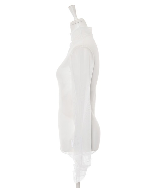 Narcissus（ナルシス）の「シャーリングシースルートップス　レイヤード（Tシャツ/カットソー・レディース・ホワイト/ブラック・FREE）」の8枚目の写真