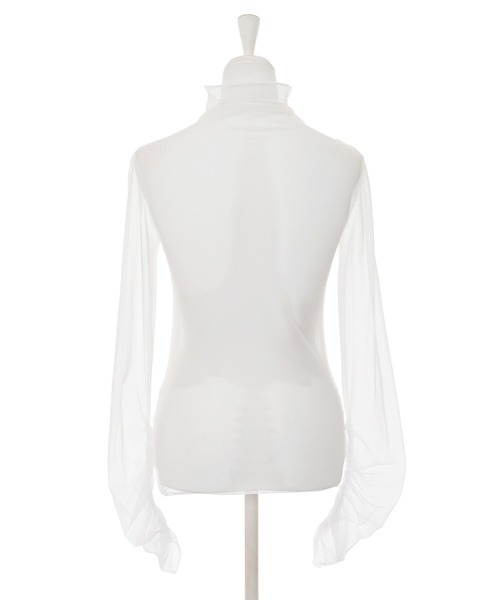 Narcissus（ナルシス）の「シャーリングシースルートップス　レイヤード（Tシャツ/カットソー・レディース・ホワイト/ブラック・FREE）」の9枚目の写真