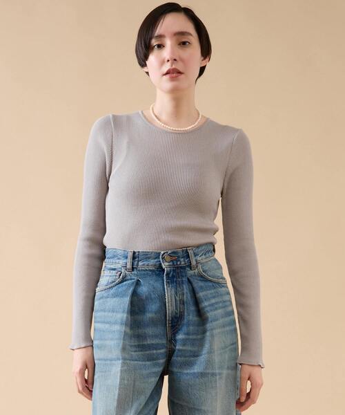 martinique(マルティニーク)の「コットンシルクプルオーバー(Tシャツ/カットソー・レディース・グレー/ホワイト/ボルドー・FREE)」の2枚目の写真