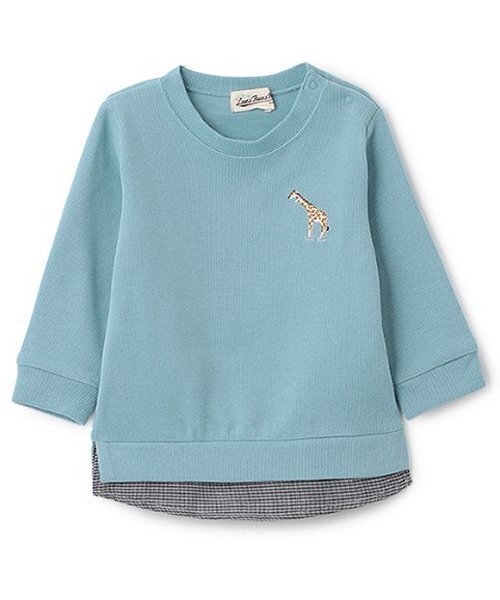 Love&Peace&Money（ラブアンドピースアンドマネー）の「【人気商品再入荷】【直営店で取り扱い無し】きりん刺しゅうトレーナー（スウェット・キッズ・ブルー/マスタード・80ｃｍ/90cm/110cm/100cm/120cm/130cm）」の2枚目の写真