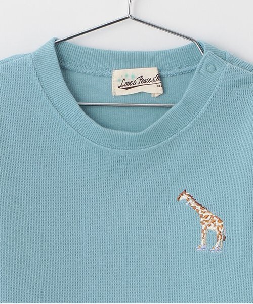 Love&Peace&Money（ラブアンドピースアンドマネー）の「【人気商品再入荷】【直営店で取り扱い無し】きりん刺しゅうトレーナー（スウェット・キッズ・ブルー/マスタード・80ｃｍ/90cm/110cm/100cm/120cm/130cm）」の9枚目の写真