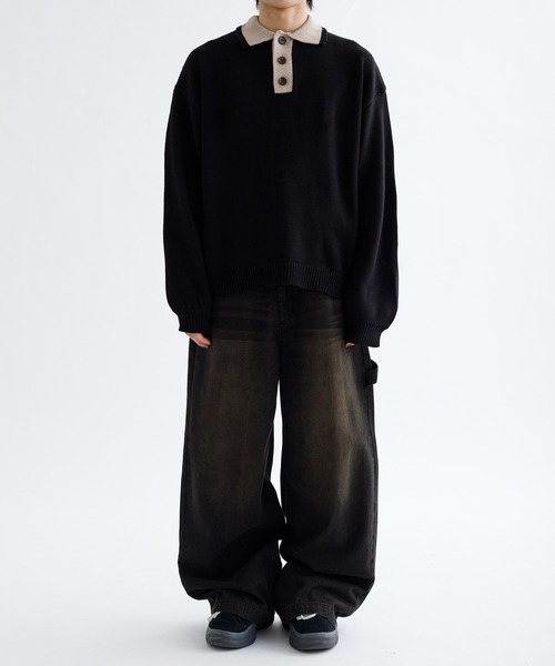 epnok(エプノック)の「【EPNK】Bi-color knit polo / バイカラーニットポロ(ニット/セーター・メンズ・グレー/ブラック・SMALL/MEDIUM/LARGE)」の18枚目の写真