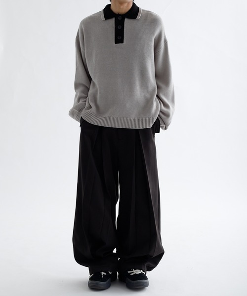 epnok(エプノック)の「【EPNK】Bi-color knit polo / バイカラーニットポロ(ニット/セーター・メンズ・グレー/ブラック・SMALL/MEDIUM/LARGE)」の10枚目の写真