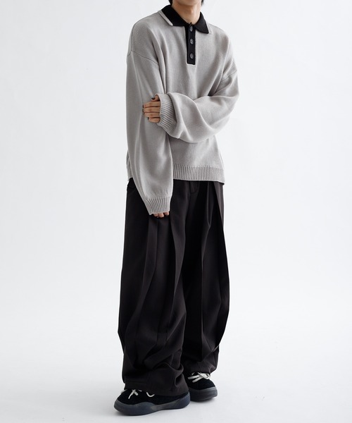 セール】【EPNK】Bi-color knit polo / バイカラーニットポロ（ニット