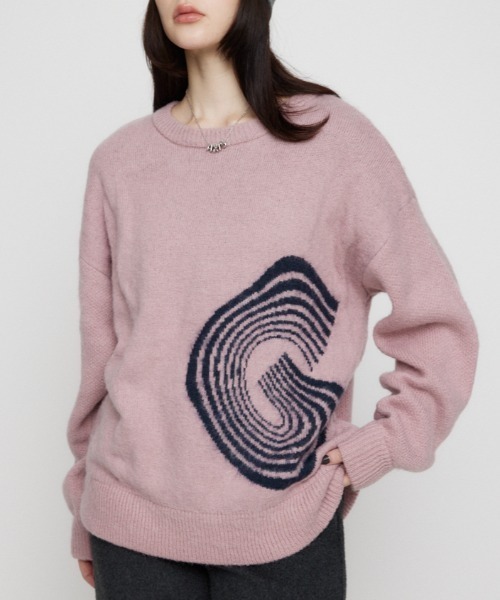 LAGUA GEM（ラグアジェム）の「BIG LOGO SHAGGY ニット（ニット/セーター・レディース・ブラック/ライトブルー/ピンク・FREE）」の3枚目の写真