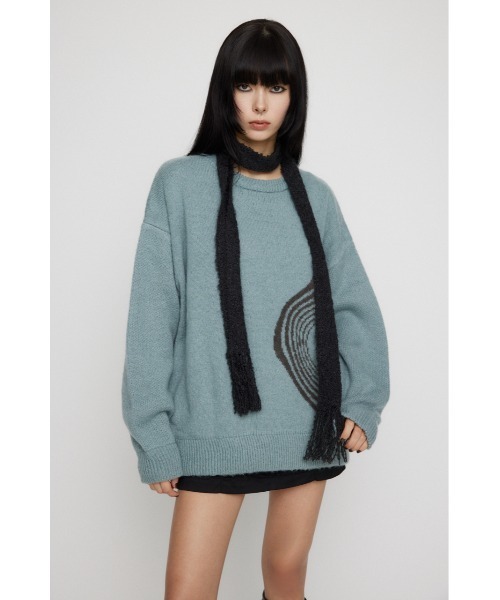 LAGUA GEM（ラグアジェム）の「BIG LOGO SHAGGY ニット（ニット/セーター・レディース・ブラック/ライトブルー/ピンク・FREE）」の6枚目の写真