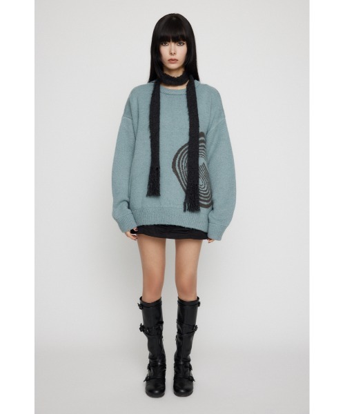 LAGUA GEM（ラグアジェム）の「BIG LOGO SHAGGY ニット（ニット/セーター・レディース・ブラック/ライトブルー/ピンク・FREE）」の7枚目の写真