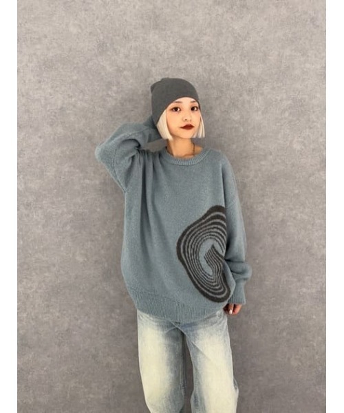 LAGUA GEM（ラグアジェム）の「BIG LOGO SHAGGY ニット（ニット/セーター・レディース・ブラック/ライトブルー/ピンク・FREE）」の22枚目の写真