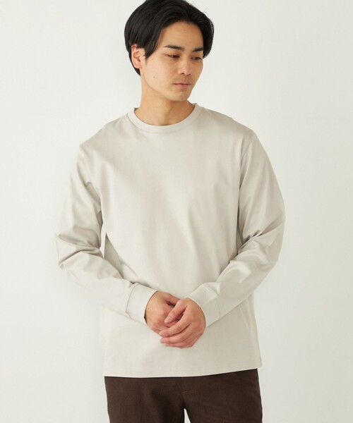 SHIPS Colors(シップス カラーズ)の「SHIPS Colors:シルケット コットン クルーネック Tシャツ (ロンT)◇(Tシャツ/カットソー・メンズ・ブラック/ライトグレー/ライトホワイト/ブラウン/キャメル/グレー・MEDIUM/LARGE/X-LARGE/SMALL)」の5枚目の写真