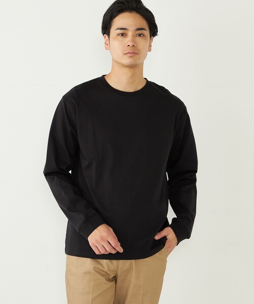 SHIPS Colors(シップス カラーズ)の「SHIPS Colors:シルケット コットン クルーネック Tシャツ (ロンT)◇(Tシャツ/カットソー・メンズ・ブラック/ライトグレー/ライトホワイト/ブラウン/キャメル/グレー・MEDIUM/LARGE/X-LARGE/SMALL)」の3枚目の写真