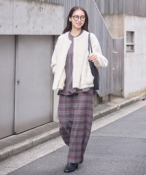 KATHARINE ROSS（キャサリンロス）の「【Pillini/ピリーニ】チェック起毛ストレッチワイドパンツ（その他パンツ・レディース・ブラック/ワイン・MEDIUM/LARGE）」の9枚目の写真